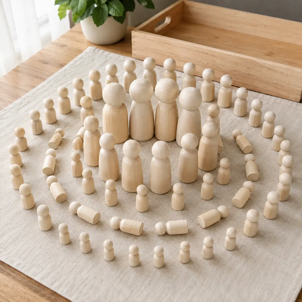 Unfinished Wooden Peg Dolls Family Set (56-piece)