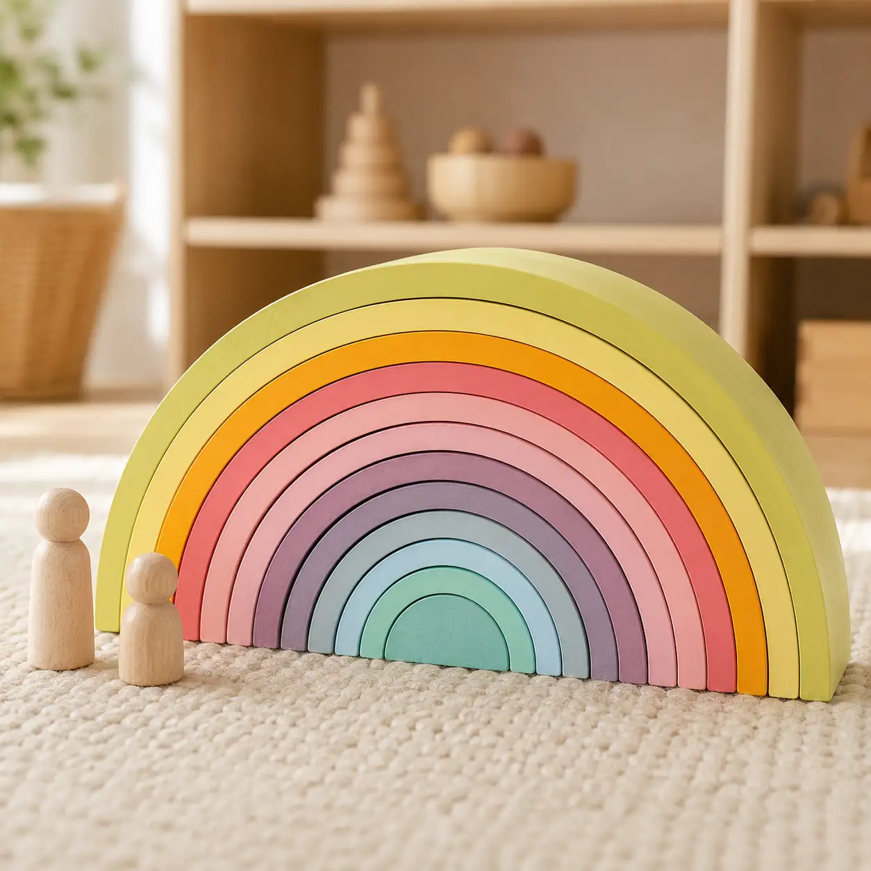 Grimm’s Wooden Rainbow, Pastel (12-piece)