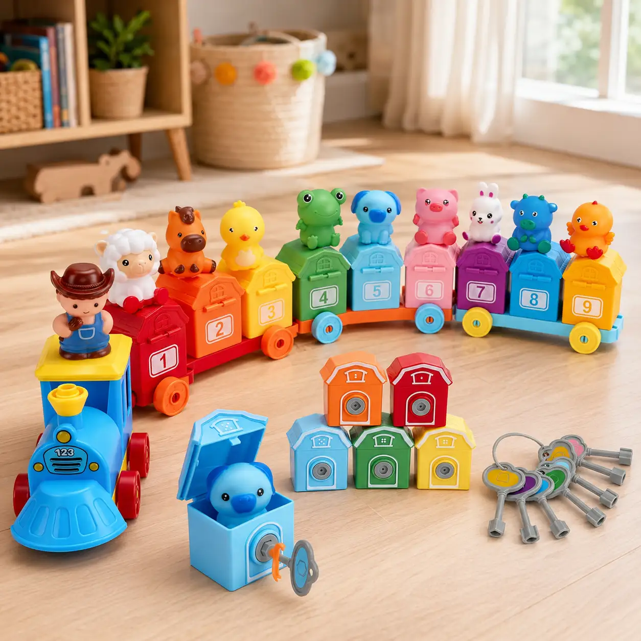 hahaland Montessori Farm Train Set