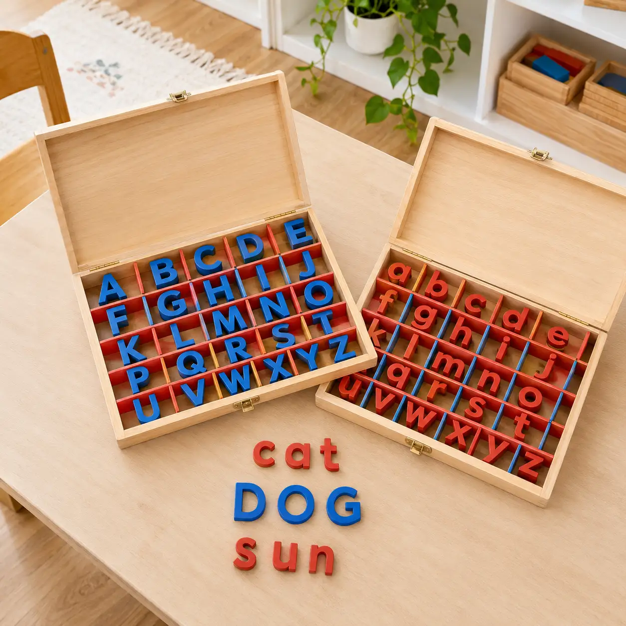 Montessori Wooden Movable Alphabet with Box