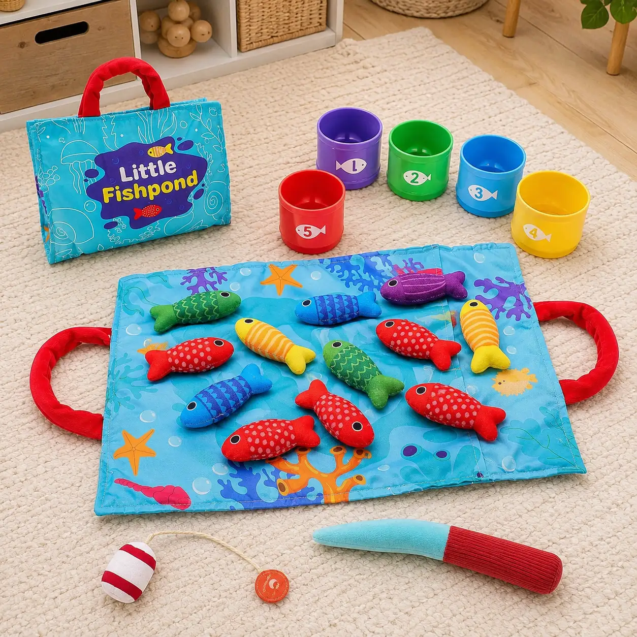 hahaland Fishing Game with Stacking Cups