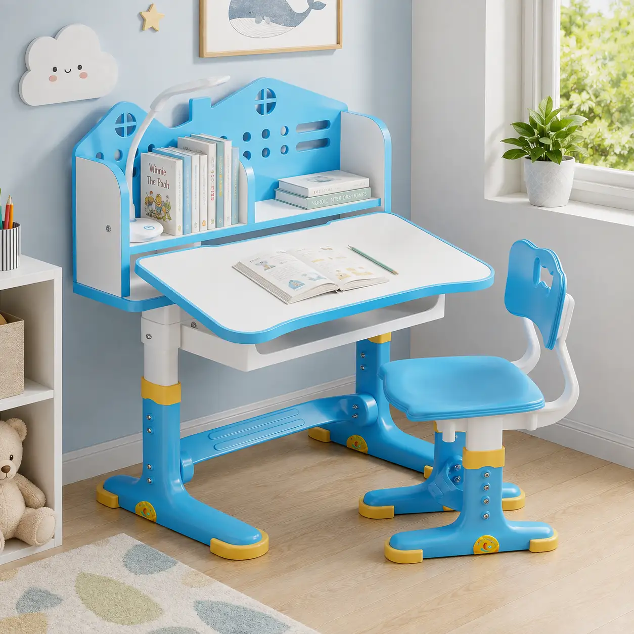 Kids Height-Adjustable Desk and Chair Set